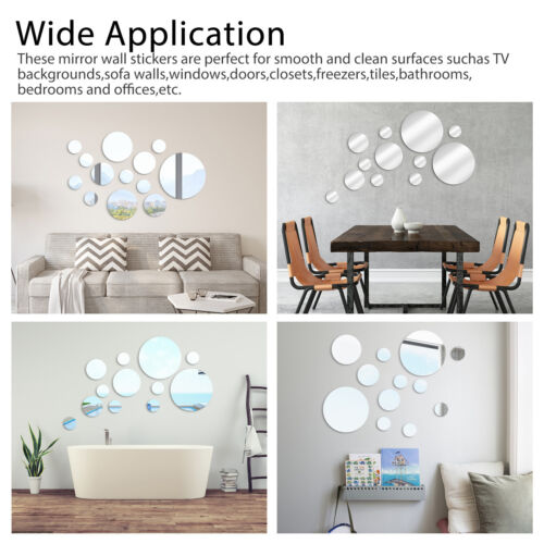 26Pcs Removable 3D Mirror Wall Stickers Round Decal Art