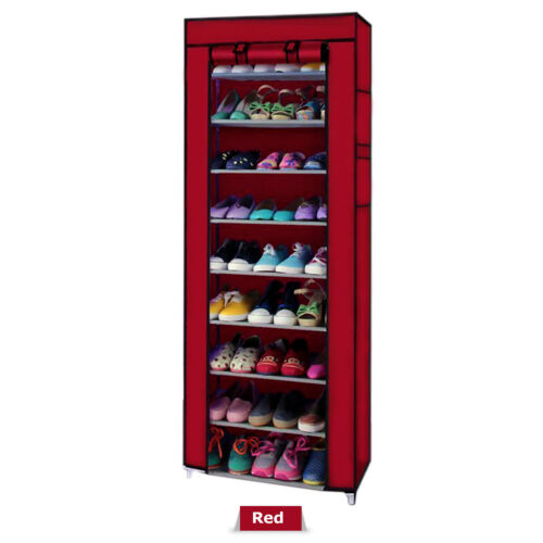 Portable Shoe Rack 9 Shelf Storage Closet Home Organizer Cabinet with Cover