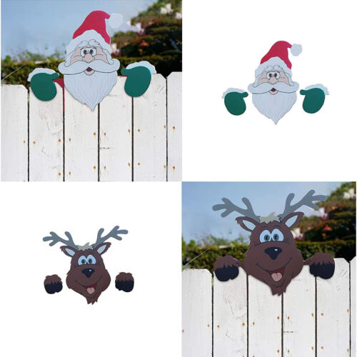 Christmas Funny Garden Santa Claus Signs Ornament Xmas Yard Fence Elk Decors US