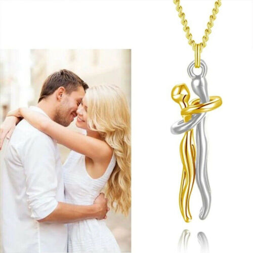 Stainless Steel Couple Affectionate Hug Pendant Necklace