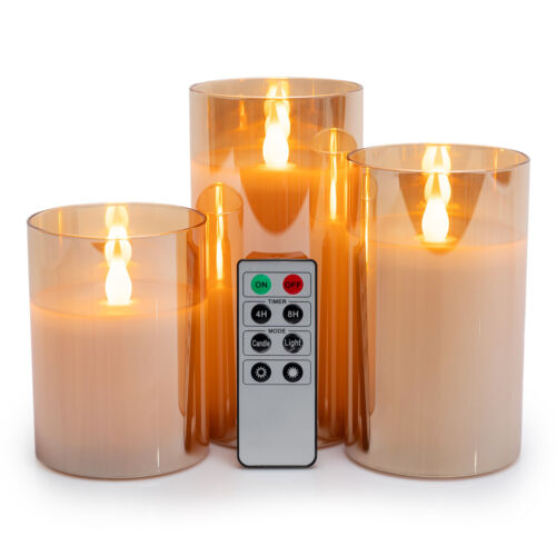 LED Candle Sets Flickering Taper Faux Wax Color Change Options w/ Remote