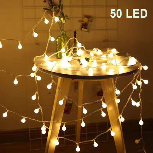 50 LED Ball String Fairy Lights Battery Operated Christmas Wedding Party Decors