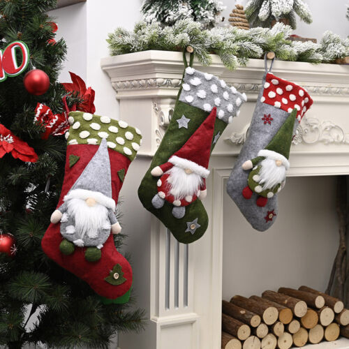 19'' Christmas Stockings Xmas Santa Socks Large Candy Gift Bag Home Party Decor