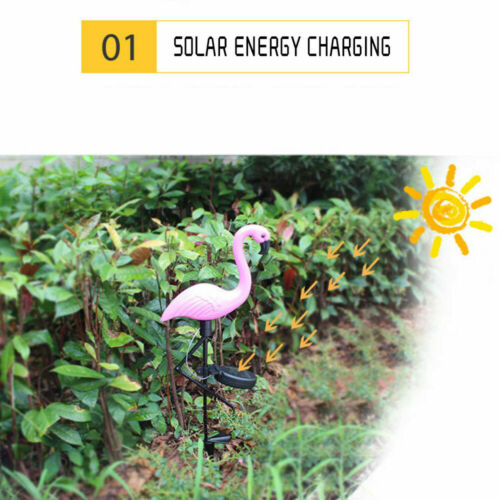 Solar Powered Pink Flamingo Ornament Garden Outdoor Light Lawn Lamp Xmas