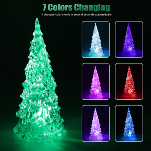 2Pcs 7 Color Changing Christmas Tree LED Night Light Table Lamp