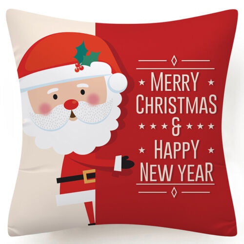 Throw PILLOW COVER Christmas Red White Xmas Double-Sided Cushion Case 18x18" USA