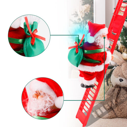Animated Musical Santa Claus Electric Climbing Ladder Christmas Decor Kids Doll