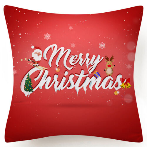 Throw PILLOW COVER Christmas Red White Xmas Double-Sided Cushion Case 18x18" USA