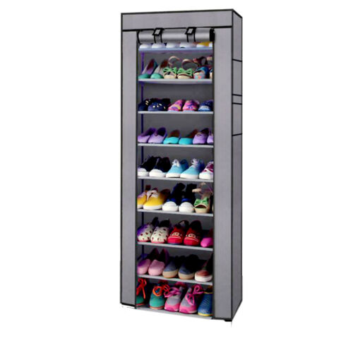 Portable Shoe Rack 9 Shelf Storage Closet Home Organizer Cabinet with Cover