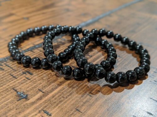 Beaded Bracelet 8mm Natural Stone Beads Men's Gorgeous Semi-Precious Black Onyx