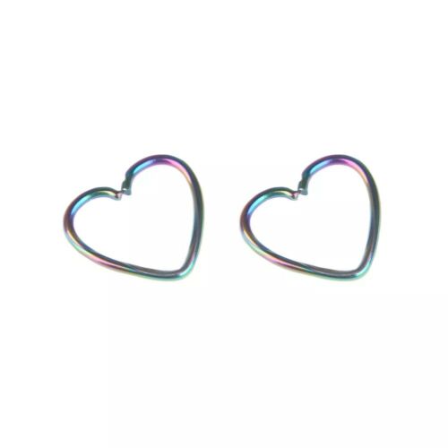 2pcs Surgical Steel Daith Heart Ear Nose Ring Cartilage Piercings Hoop