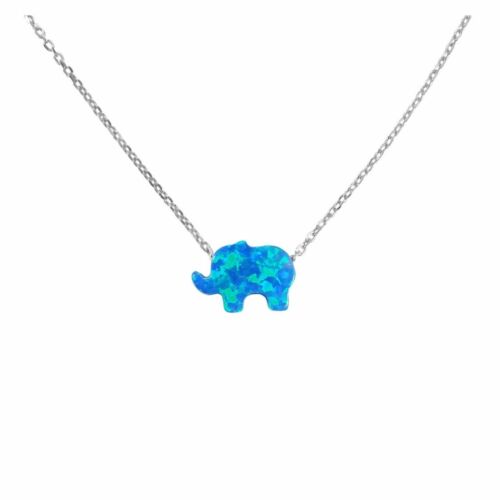 Women Jewelry GF Pendant 925 Silver Gold Plated Elephant Opal Chain Necklace