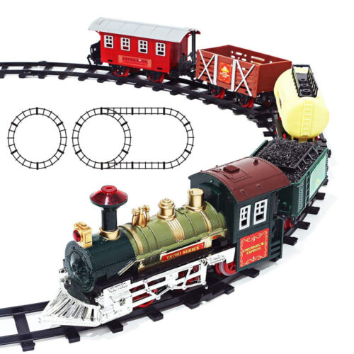 16Pcs Around Christmas Tree Rocky Mountain Toy Train Set Double Round Track