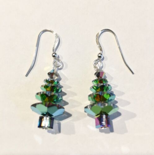 CHRISTMAS TREE EARRINGS made with VITRAIL MEDIUM SWAROVSKI CRYSTALS Jewelry