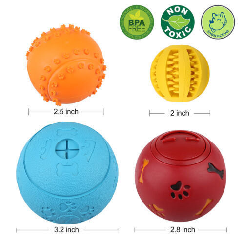 4pcs Pet Dog Interactive Tumbler Food Dispenser Feeder IQ Puzzle Treat Ball Toys