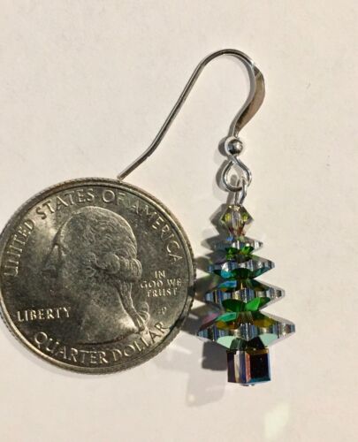 CHRISTMAS TREE EARRINGS made with VITRAIL MEDIUM SWAROVSKI CRYSTALS Jewelry