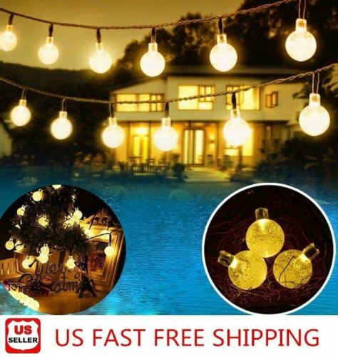 20ft 30 LED Solar String Ball Lights Outdoor Waterproof Warm White Garden Decor