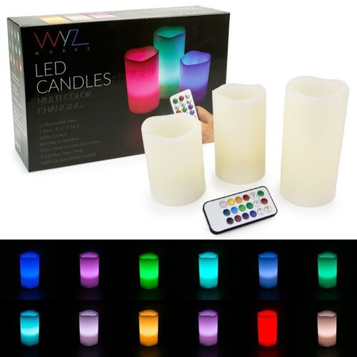 LED Candle Sets Flickering Taper Faux Wax Color Change Options w/ Remote