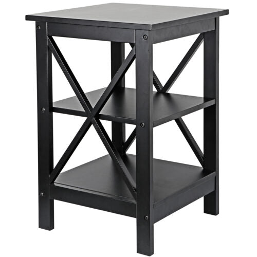 End Table Sofa Side End Storage Shelf Living Room Bedroom Furniture Black Stand