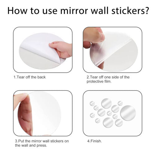 26Pcs Removable 3D Mirror Wall Stickers Round Decal Art