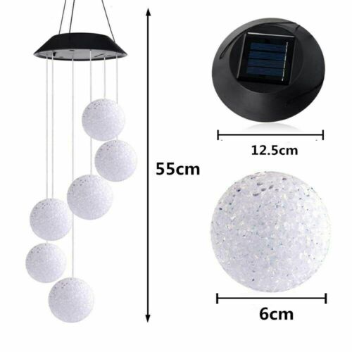 LED Solar Wind Chime Light Color Changing Hanging Lamp Waterproof Garden Decor