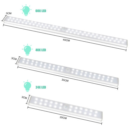 60 LED Motion Sensor Under Cabinet Closet Light USB Rechargeable Kitchen Lamp