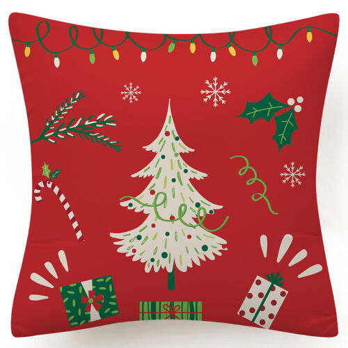 Throw PILLOW COVER Christmas Red White Xmas Double-Sided Cushion Case 18x18" USA