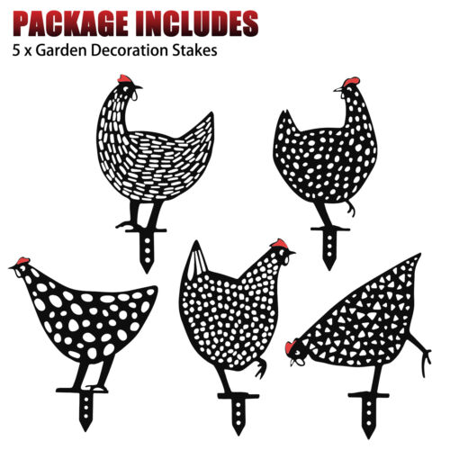 5PCS Chicken Stakes Yard Art Outdoor Garden Backyard Lawn