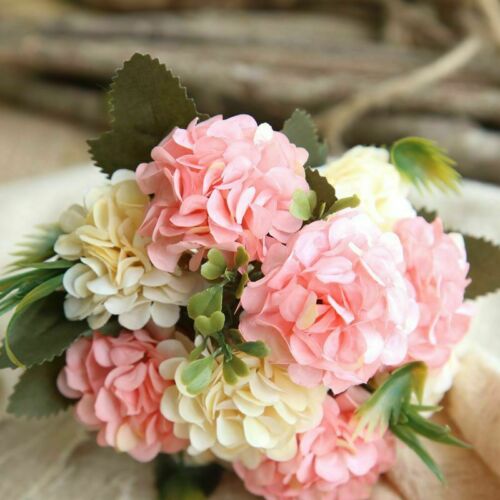 10 Heads Artificial Hydrangea Flowers Silk Bouquet Party