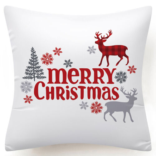 Throw PILLOW COVER Christmas Red White Xmas Double-Sided Cushion Case 18x18" USA