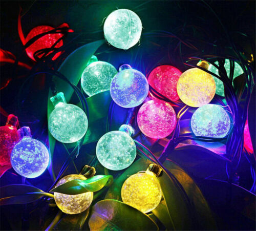 20ft 30 LED Solar String Ball Lights Outdoor Waterproof Warm White Garden Decor