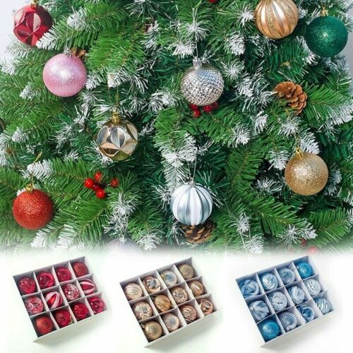 12Pcs/Box Christmas Glitter Balls Ornaments Xmas Tree Ball Hanging Party Decor