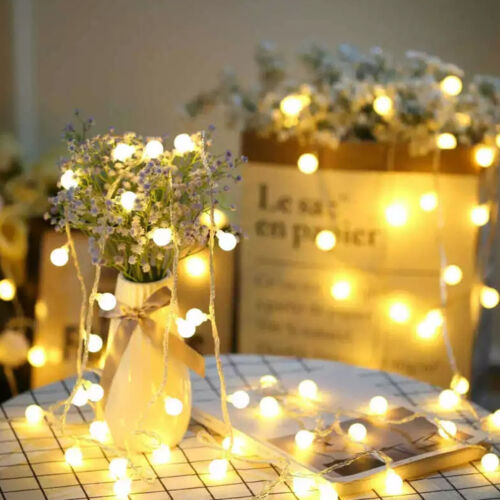 US LED Ball String Fairy Lights Battery Operated Christmas Wedding Party Decors