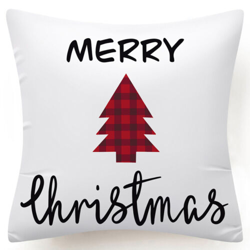 Throw PILLOW COVER Christmas Red White Xmas Double-Sided Cushion Case 18x18" USA