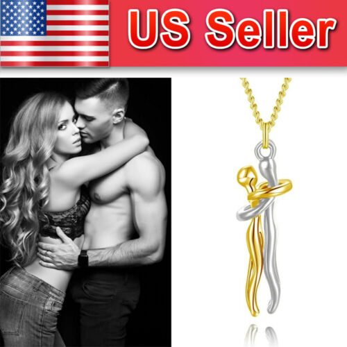 Stainless Steel Couple Affectionate Hug Pendant Necklace