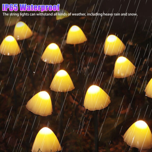 Solar LED Mushroom String Fairy Lights Outdoor