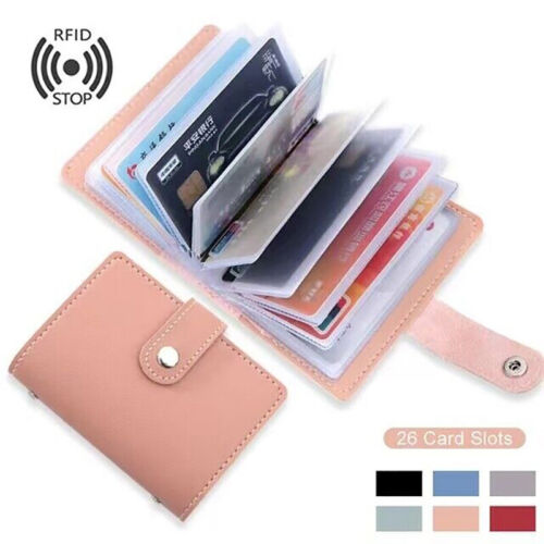 RFID Blocking ID Credit Card Holder 26 Cards Slim PU Leather Pocker Case Wallet