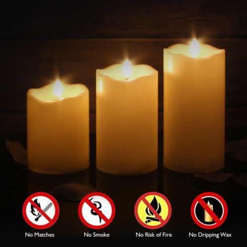 Candles Set Of 3 Flameless LED Candle Light with Timer Remote Pillar Lamp Decor