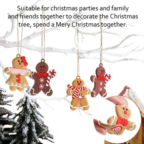 Gingerbread Man Ornaments Christmas Tree Hanging Pendant Xmas Decoration -12pcs