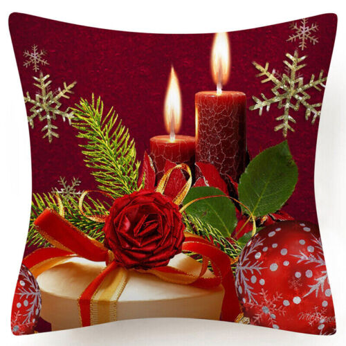 Throw PILLOW COVER Christmas Red White Xmas Double-Sided Cushion Case 18x18" USA