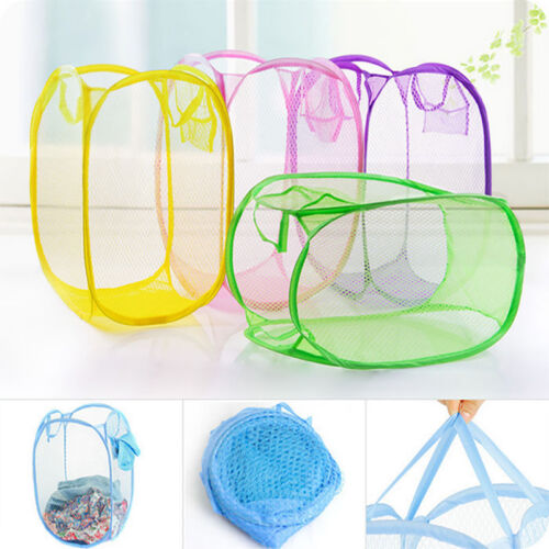 3 Pack Pop Up Folable Laundry Basket Mesh Hamper Washing Clothes Bag Storage Bin