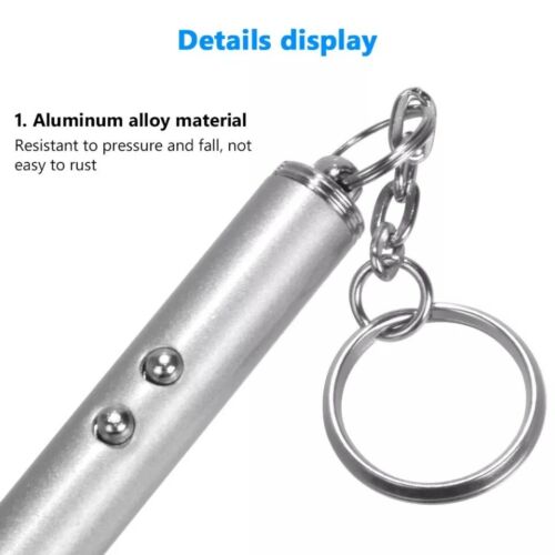 Keychain Red Laser Pointer Pen 650nm With White LED Torch Fun Pet Cat Dog Toy