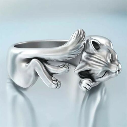 Fortune Cat Animal Rings Couple Jewelry Adjustable Finger Rings Unisex