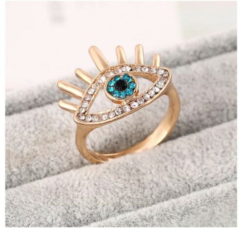 Women's Jewelry Blue Evil Eye Cubic Zirconia Gold Color Ring