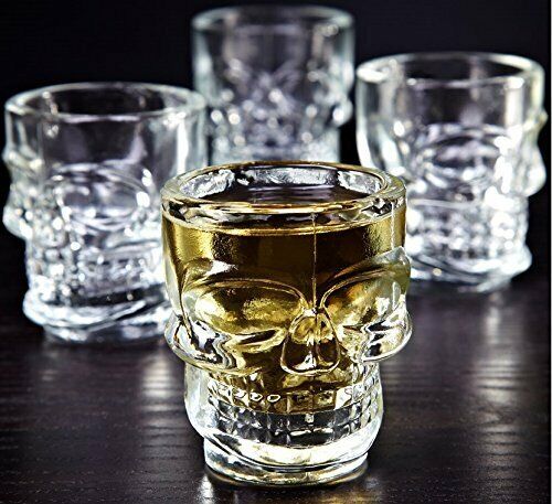 Skull Face Heavy Base Whiskey Shot Glasses Set of 6