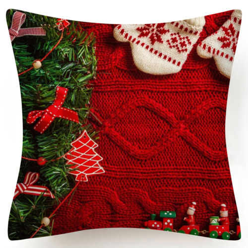 Throw PILLOW COVER Christmas Red White Xmas Double-Sided Cushion Case 18x18" USA