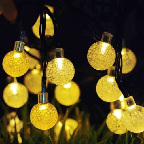 20ft 30 LED Solar String Ball Lights Outdoor Waterproof Warm White Garden Decor