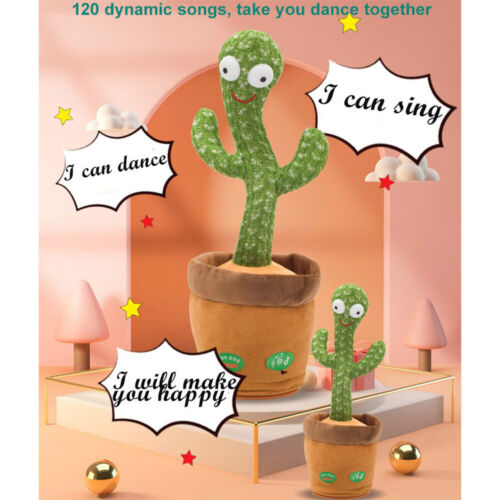 DANCING CACTUS ELECTRONIC TALKING PLUSH TOY PLAYS MUSIC & RECORDS AUDIO FOR KIDS