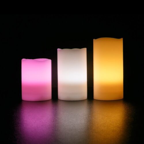 LED Candle Sets Flickering Taper Faux Wax Color Change Options w/ Remote