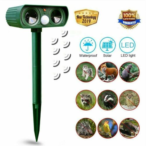 1/2 PK Animal Repeller Ultrasonic Solar Power Outdoor Pest Cat Mice Deer Sensor